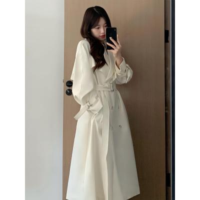 高级感白色风衣外套女202