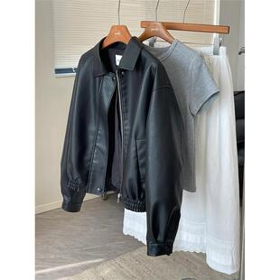 短款黑色皮衣外套女2025秋冬季新款酷飒风小个子爆款气质覆古上衣