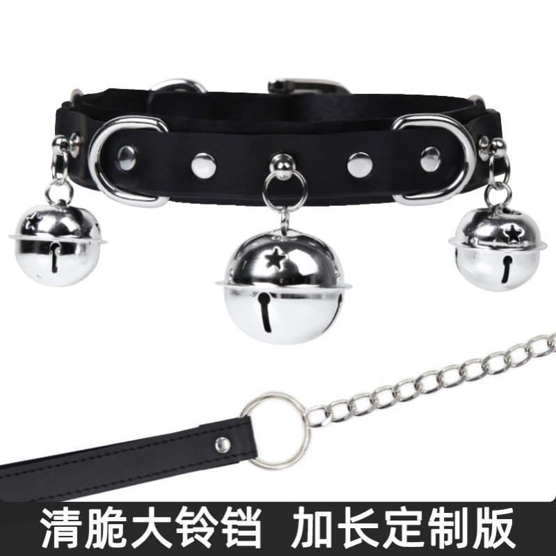 暗黑系朋克choker项圈女男生PU可调节大铃铛加长定制颈环体育生酷