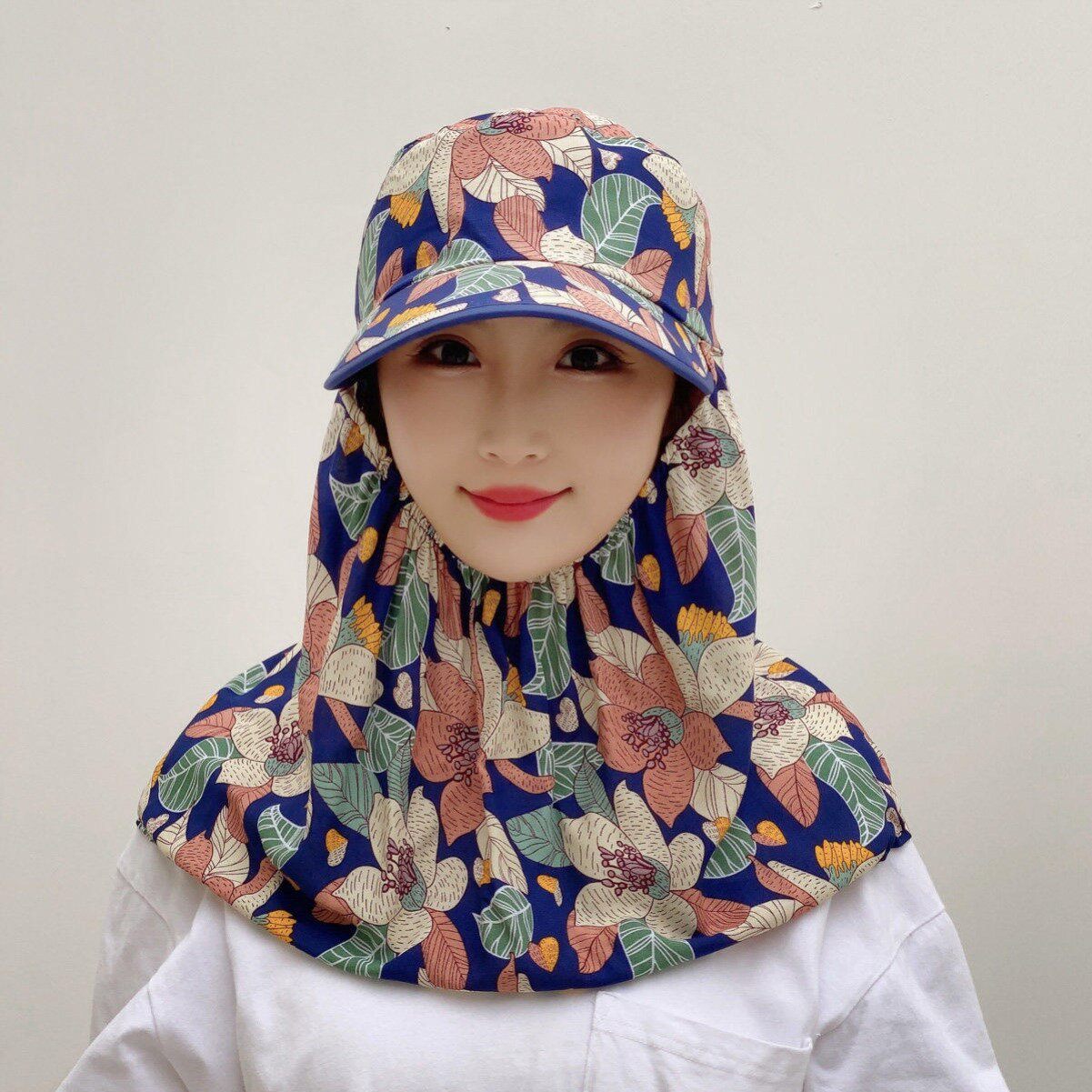 户外防晒帽防风防尘护脸护颈帽子女骑车遮阳帽户外工作田间采茶帽