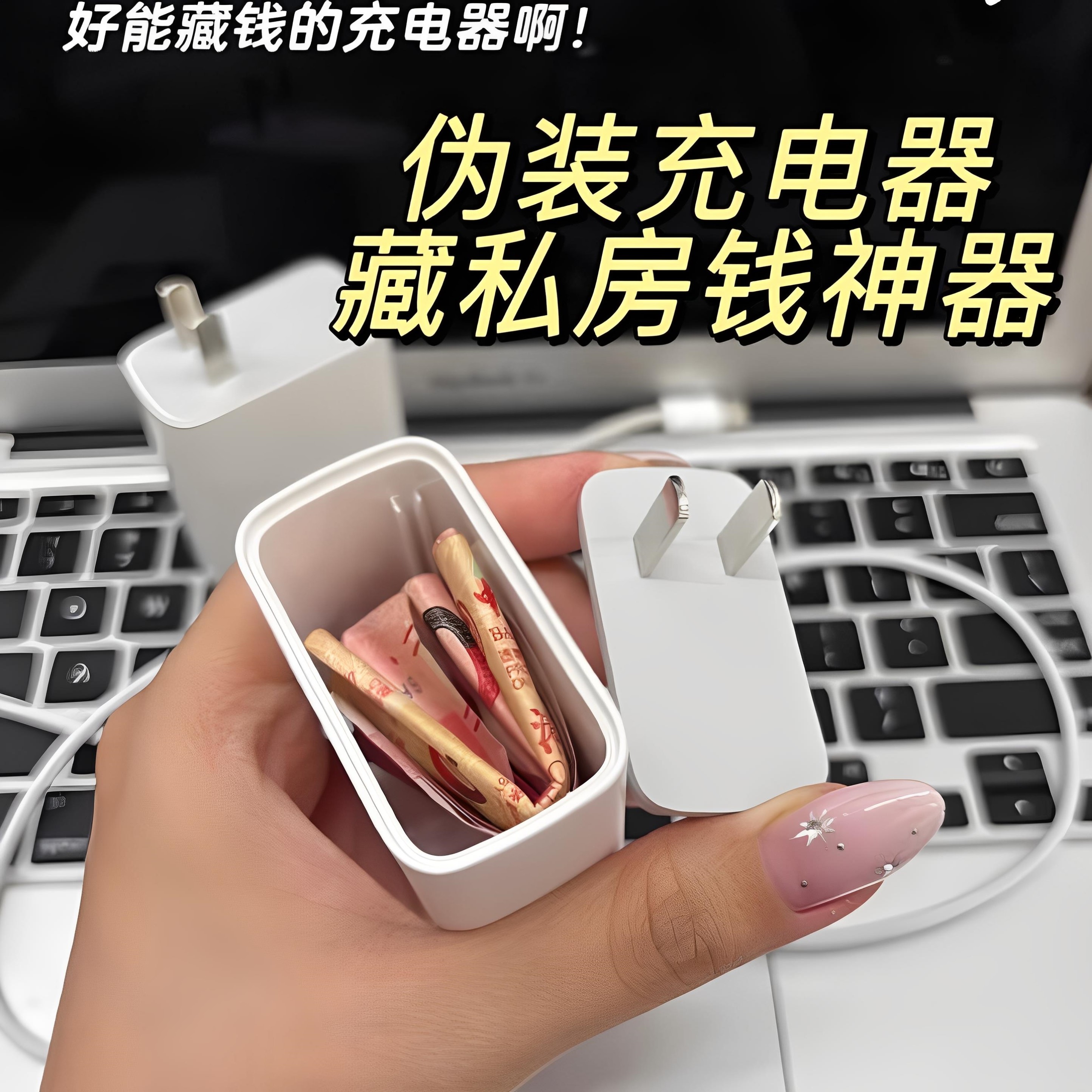 伪装充电器创意防盗藏私房钱神器迷你仿真充电头私人物品收纳盒子