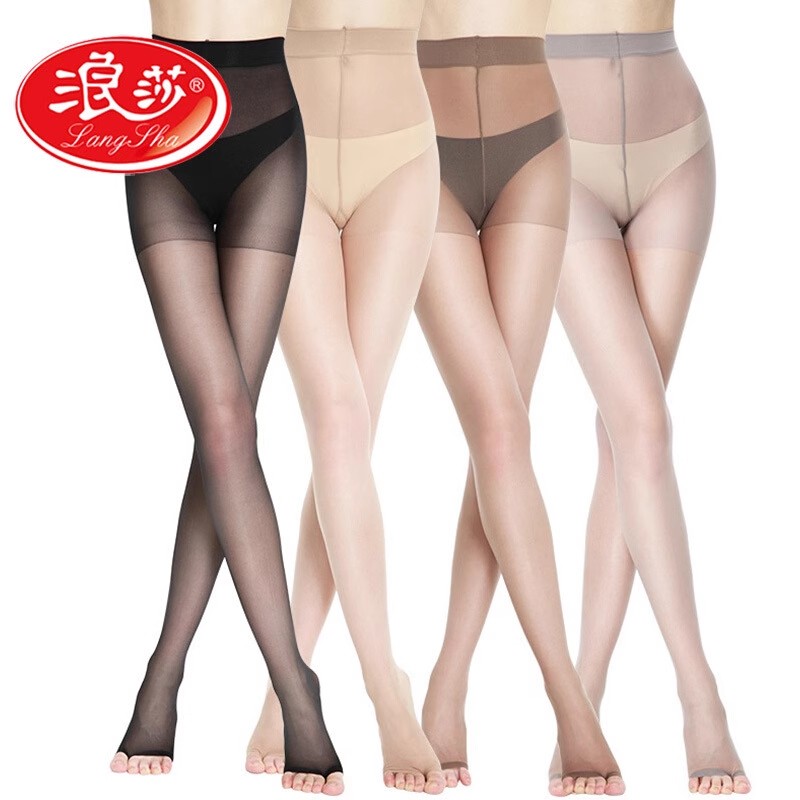 浪莎鱼嘴丝袜女防勾丝夏季超薄款连裤袜夏天露趾隐形漏脚趾长筒袜