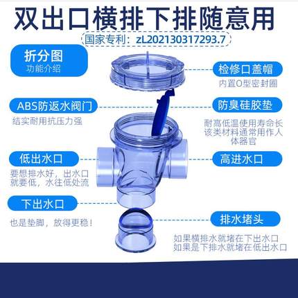 止回阀厨房卫生间管下水道防臭防返水止逆阀50PVC排水单向止水阀