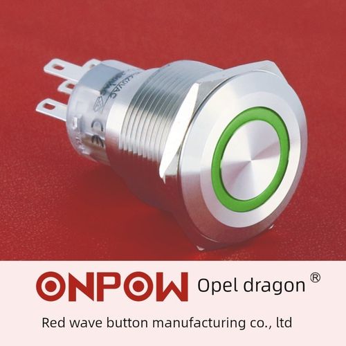 ONPOW中国红波欧宝龙LAS1-AGQ22环形带灯金属防水按钮开关22mm