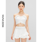 泡温泉 高腰遮肚学生小胸聚拢显瘦保守分体泳装 新款 泳衣女性感裙式