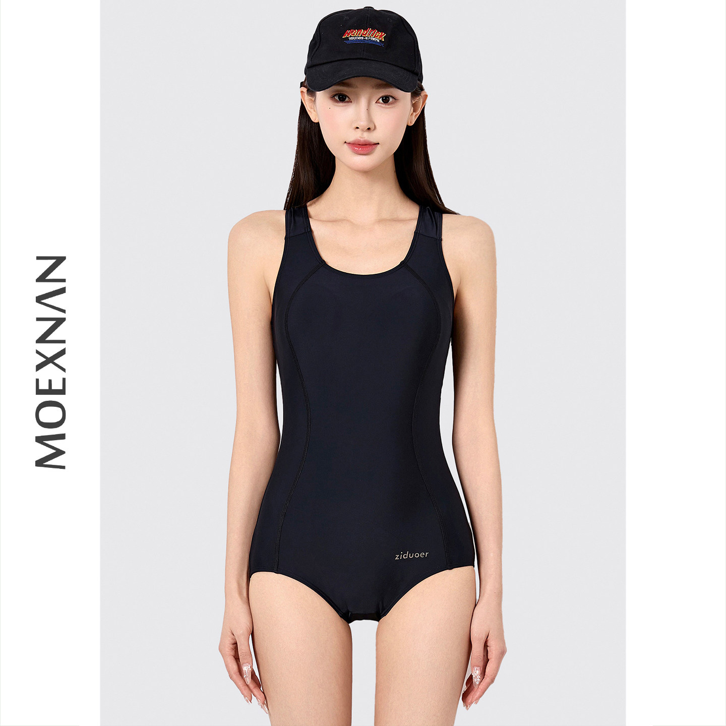 新款性感连体泳衣女黑色遮肚保守学生度假小胸运动显瘦泡温泉泳装