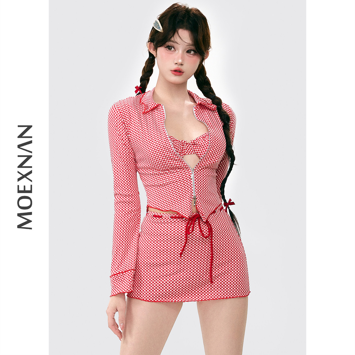 新款泳衣女分体长袖裙式三件套比基尼性感遮肚显瘦防晒保守泡温泉