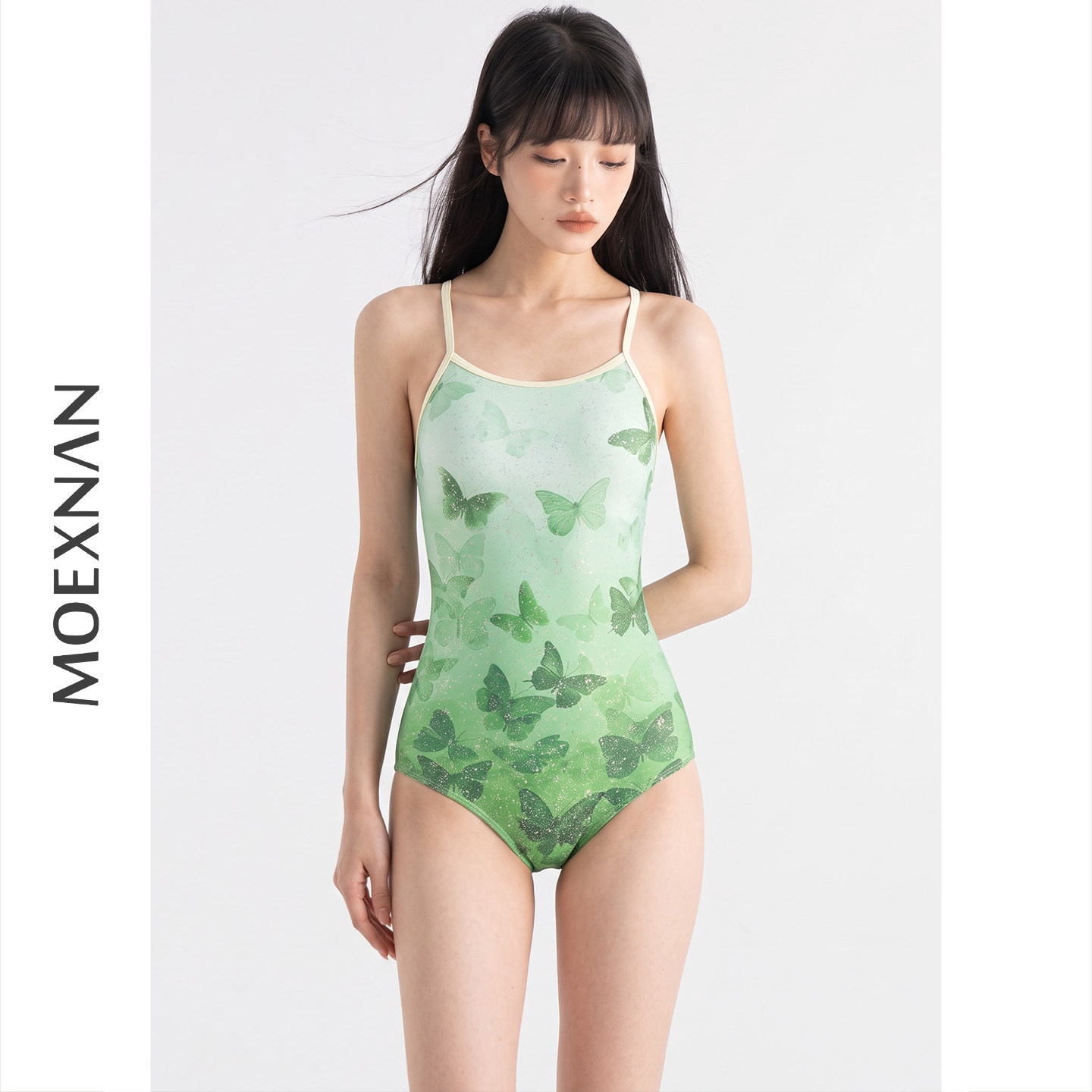 女竞速三角连体泳衣小胸显瘦温泉