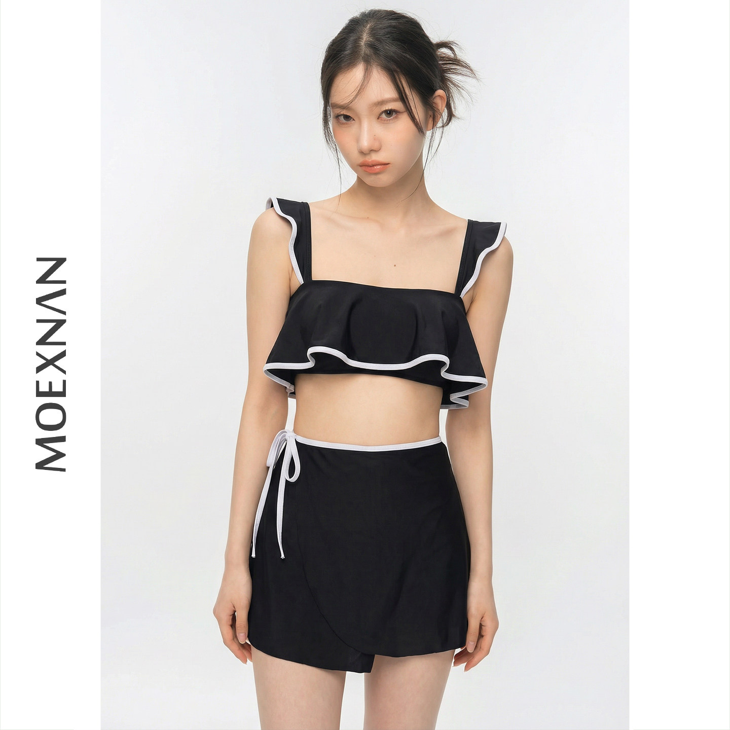 新款泳衣女性感裙式高腰三角遮肚学生聚拢显瘦保守分体泳装泡温泉