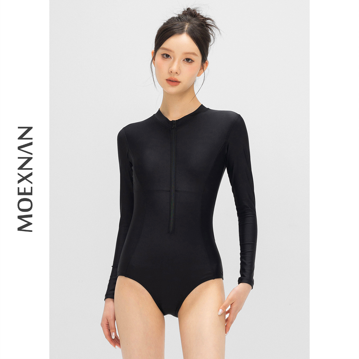 moexnan连体长袖泳衣女防晒