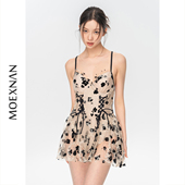 性感小胸保守遮肚显瘦度假保守学生泡温泉泳装 泳衣女新款 连体裙式