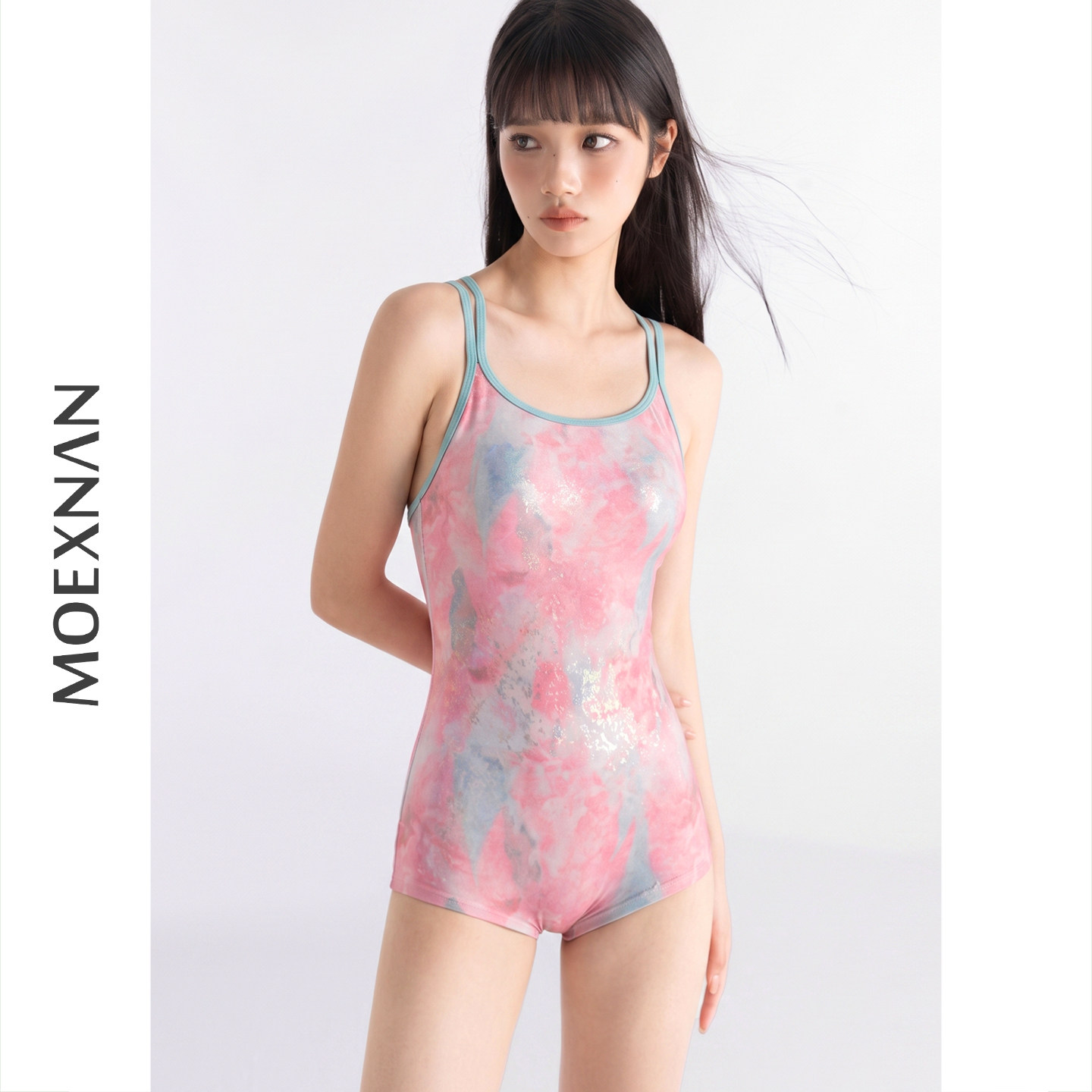 专业竞速平角连体泳衣女小胸显瘦