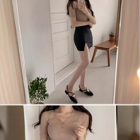 开叉短裙高腰OL黑色短款新款半身裙裙子2023超火性感包臀夏包裙