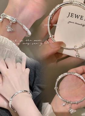 繁花似锦手镯系列国风小众气质绕花丝蝴蝶送女朋友情人节礼物