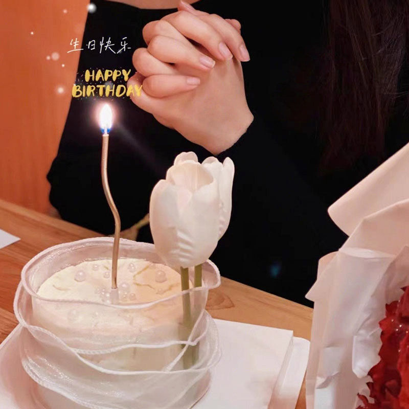 ins风复古曲线生日蜡烛蛋糕装饰高颜值弯曲拍照道具蜡烛插件出片