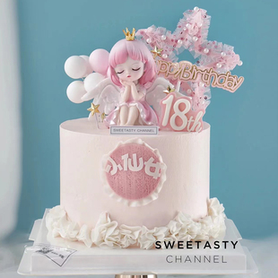 网红女神生日蛋糕装 饰品摆件芭蕾天使女孩蜜雪儿翅膀周岁派对配件