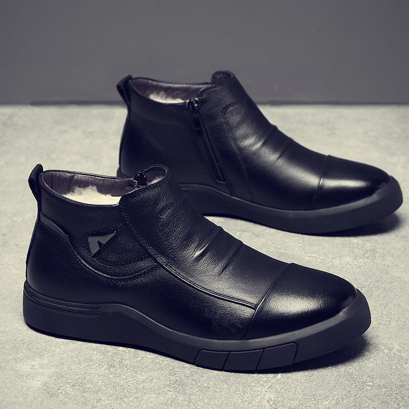 棉鞋男士真皮鞋加绒高帮鞋男冬季皮毛一体保暖羊毛中老年爸爸鞋子,流行男鞋,棉鞋,淘宝优惠券,粉丝福利购,淘宝优惠卷