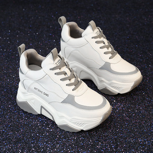 百搭8cm厚底休闲运动潮鞋 女2020秋冬款 子 女ins内增高小白鞋 老爹鞋