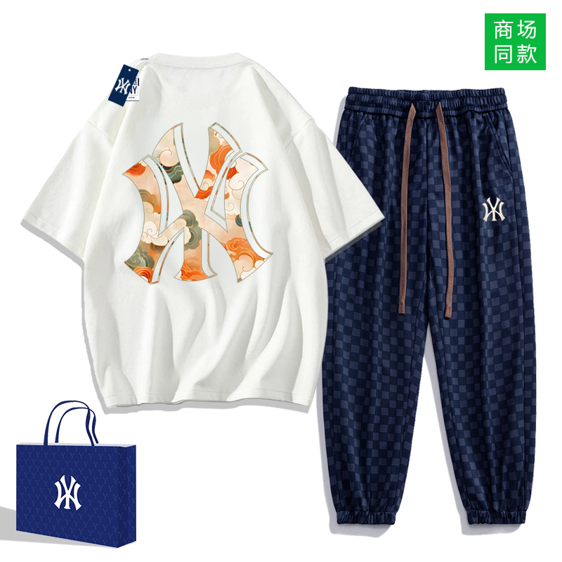情侣潮牌短袖套装男士T恤休闲裤