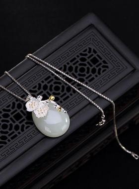 玉石挂坠锁骨链梅开五福吊坠