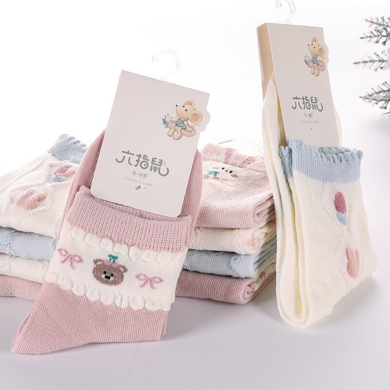 六指鼠儿童袜子薄棉袜春夏天款a类女童宝宝女宝网眼女孩夏季薄款