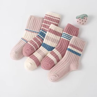 双针珊瑚绒@六指鼠儿童袜子男童女童宝宝秋冬季加厚加绒中筒毛圈