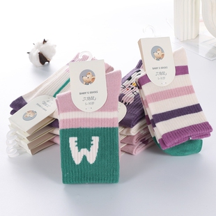 六指鼠女童袜子秋冬款中长筒加厚学生女宝宝长袜大童高筒儿童棉袜
