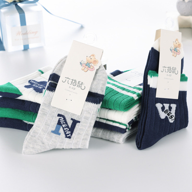 六指鼠童袜儿童袜子春秋夏季薄棉男童女童宝宝袜中大童网眼棉袜子