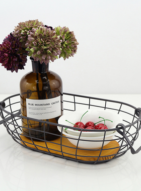 北欧橱柜铁艺收纳篓家居饰品摆件