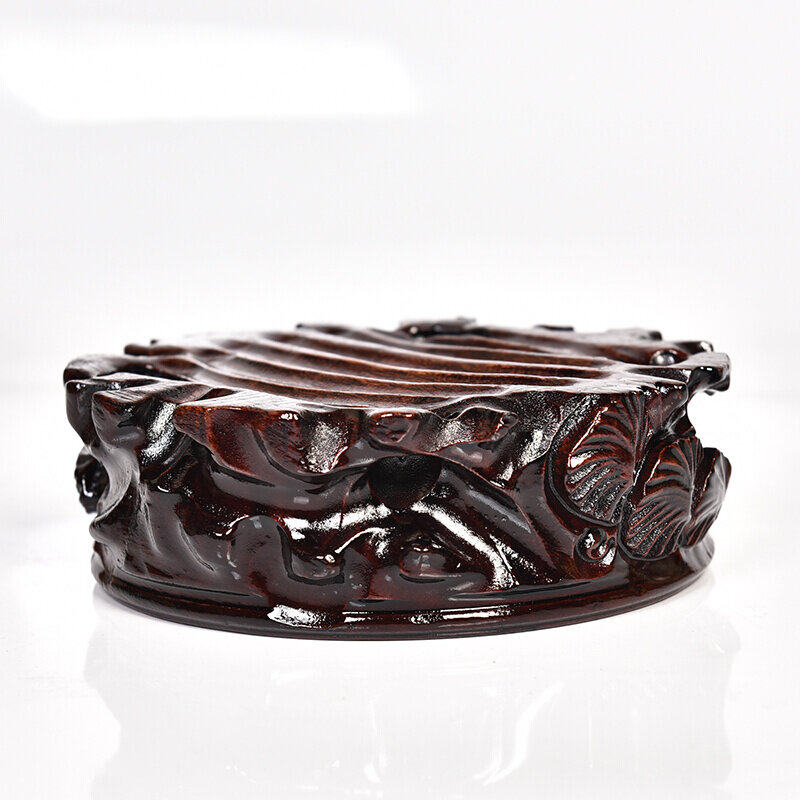 琴书侣 水晶球底座木雕刻 奇石可挖槽凹面实木底座葫芦蛋托底座