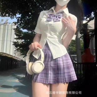 宇穎原創(chuàng)jk襯衫 彈力上衣純欲辣妹顯瘦短袖 夏季 V領(lǐng)襯衣 收腰襯衫