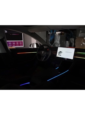 特斯拉专用氛围灯model3氛围灯幻彩LED镭雕饰条内饰升级无损安装