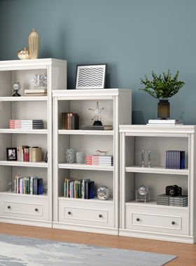 实木书柜儿童书架白色梯形收纳置物架陈列架学生书架置物架落地