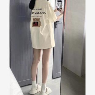 上衣 夏季 小个子宽松纯棉正肩短袖 白色t恤女2025新款 百搭别致半袖