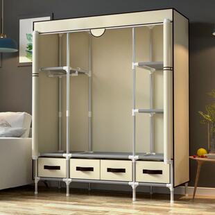 简易衣柜家用卧室出租房用现代简约布衣柜子钢管收纳经济型挂衣橱