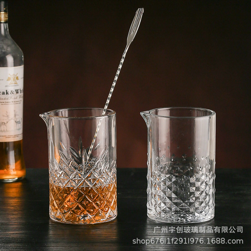 大容量透明玻璃调酒杯搅