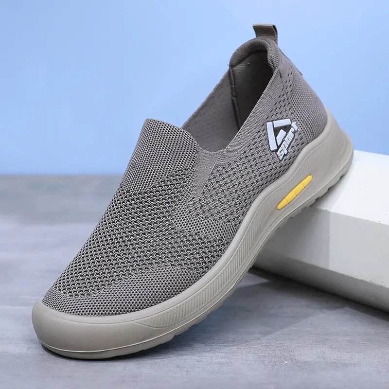 2026春夏季新款轻便舒适平底飞织男鞋一脚蹬懒人休闲鞋防滑透气鞋