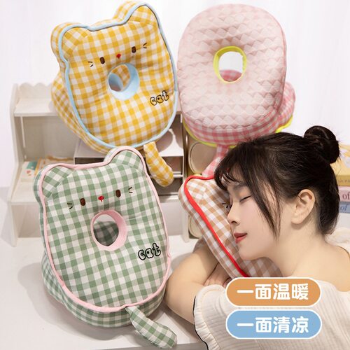 可爱猫咪双面午睡枕趴办