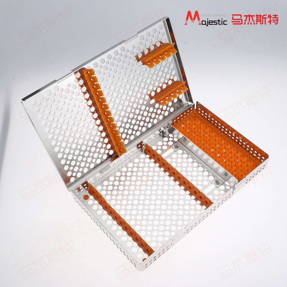 DE-1809牙科种植拔牙器械套装消毒盒口腔不锈钢工具分体带隔断盒