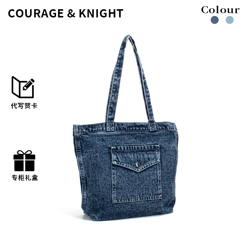 牛仔布托特包女百搭大容量单肩包