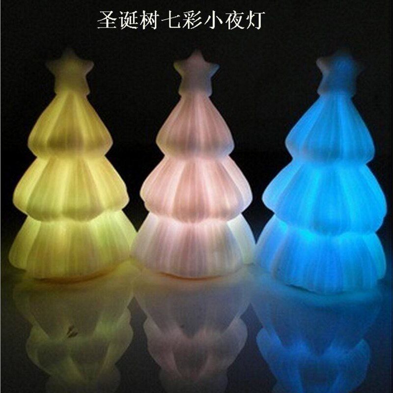 热卖LED亚克力圣诞树 儿童发光玩具 七彩水晶闪光小夜灯 圣诞礼品
