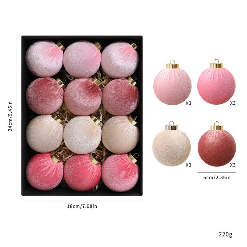 亚马逊爆款6cm/12PCS包布球圣诞球装饰品摆件圣诞节装饰现货