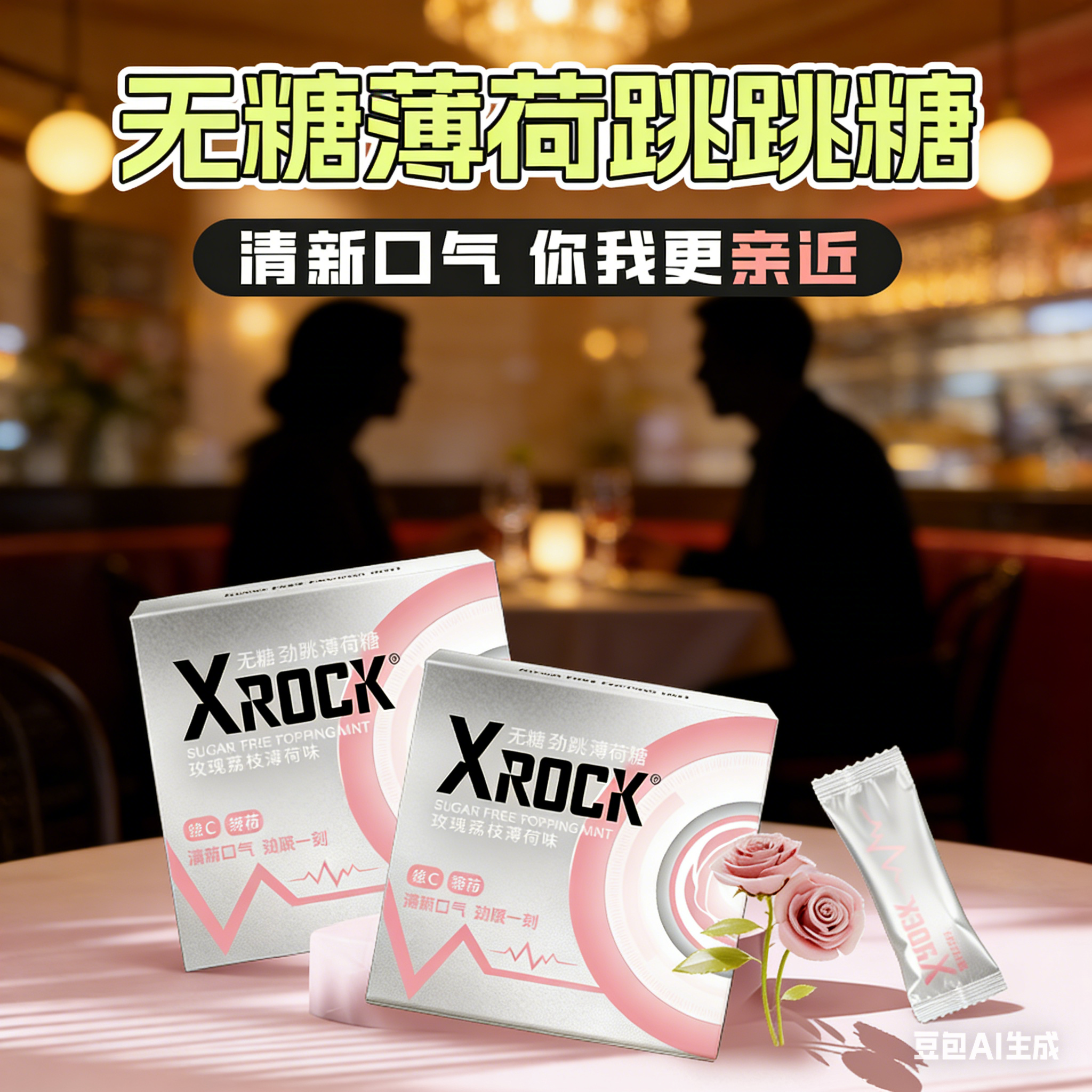 XROCK跳跳糖果成人接吻无糖清凉强劲趣男女薄荷糖果情侣约会用品