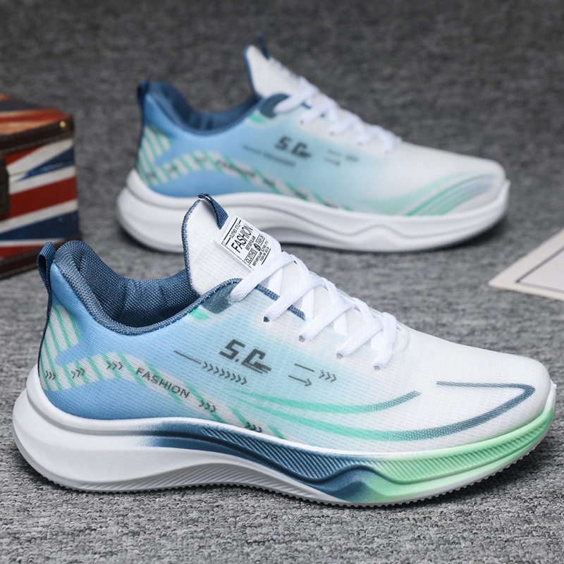 跨境新款男鞋网面透气运动鞋男士休闲鞋软底轻便耐磨防滑跑步鞋