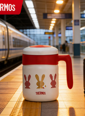 膳魔师TCMM-520发财兔保温杯半开口茶挡过滤柏拉兔带把手办公水杯