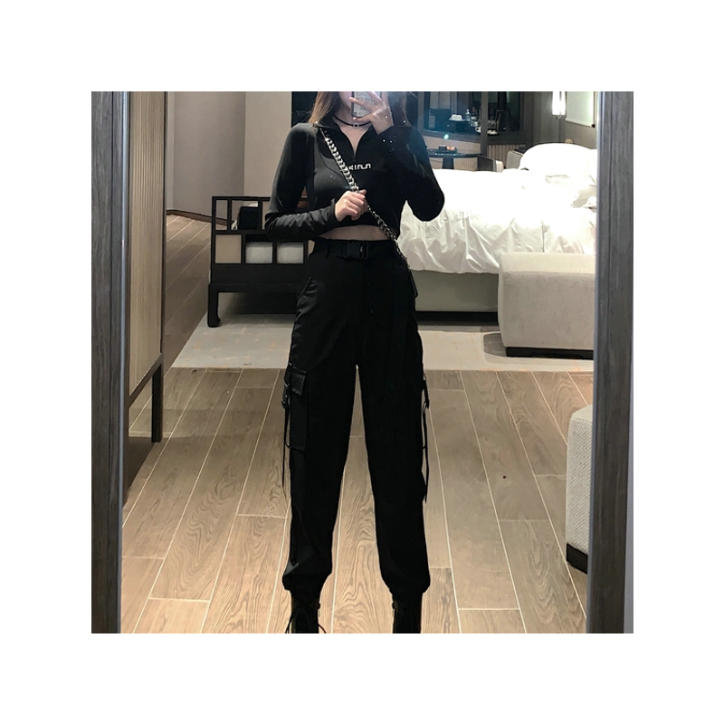 加绒束脚运动裤休闲工装裤套装