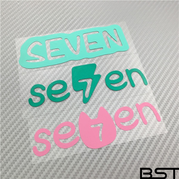 seven 可爱 趣味 个性英文车贴 汽车反光贴纸 遮划痕 创意贴花潮