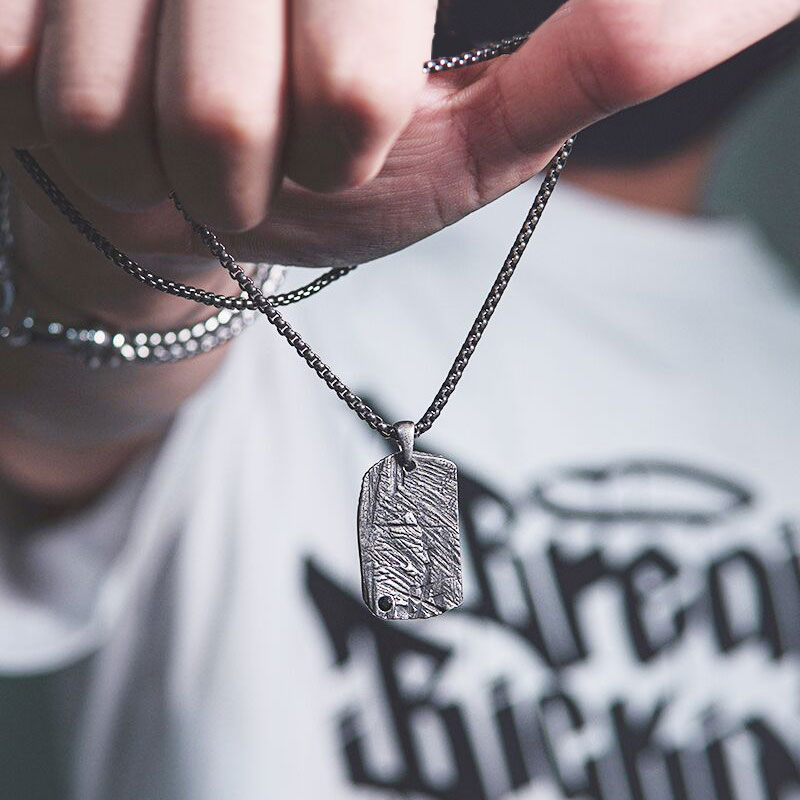 steelever钛钢百搭长款男士吊牌项链原创简约精致配饰ins军牌复古