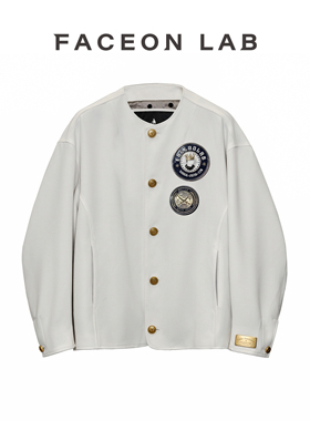FACEONLAB王权骑士白外套设计师款美式街头宽松圆领痞帅明星夹克