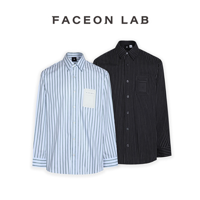 【陈楚生同款】FACEONLAB简约百搭条纹衬衫高级设计师款长袖衬衣